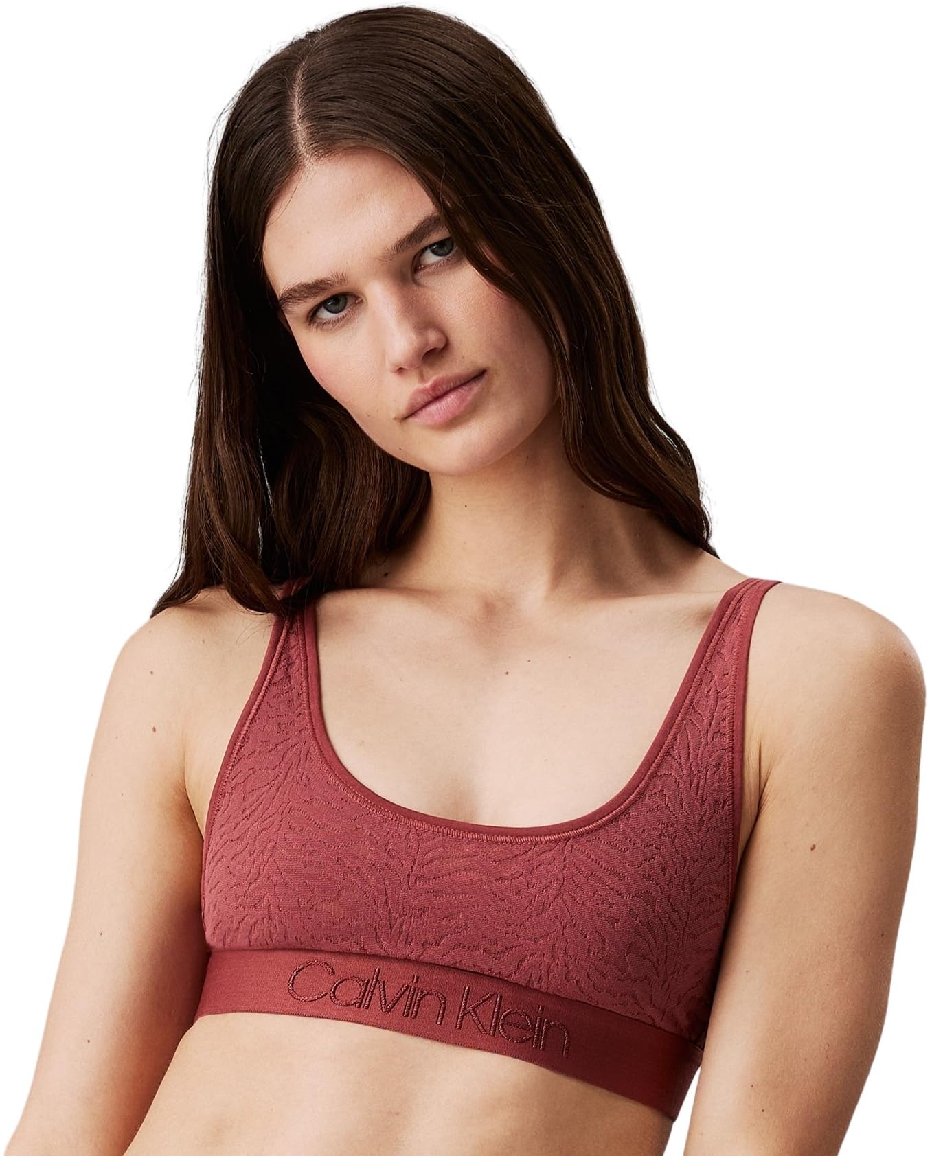 Calvin Klein Women’s Unlined Stretch Bralette, Red (Apple Butter), S