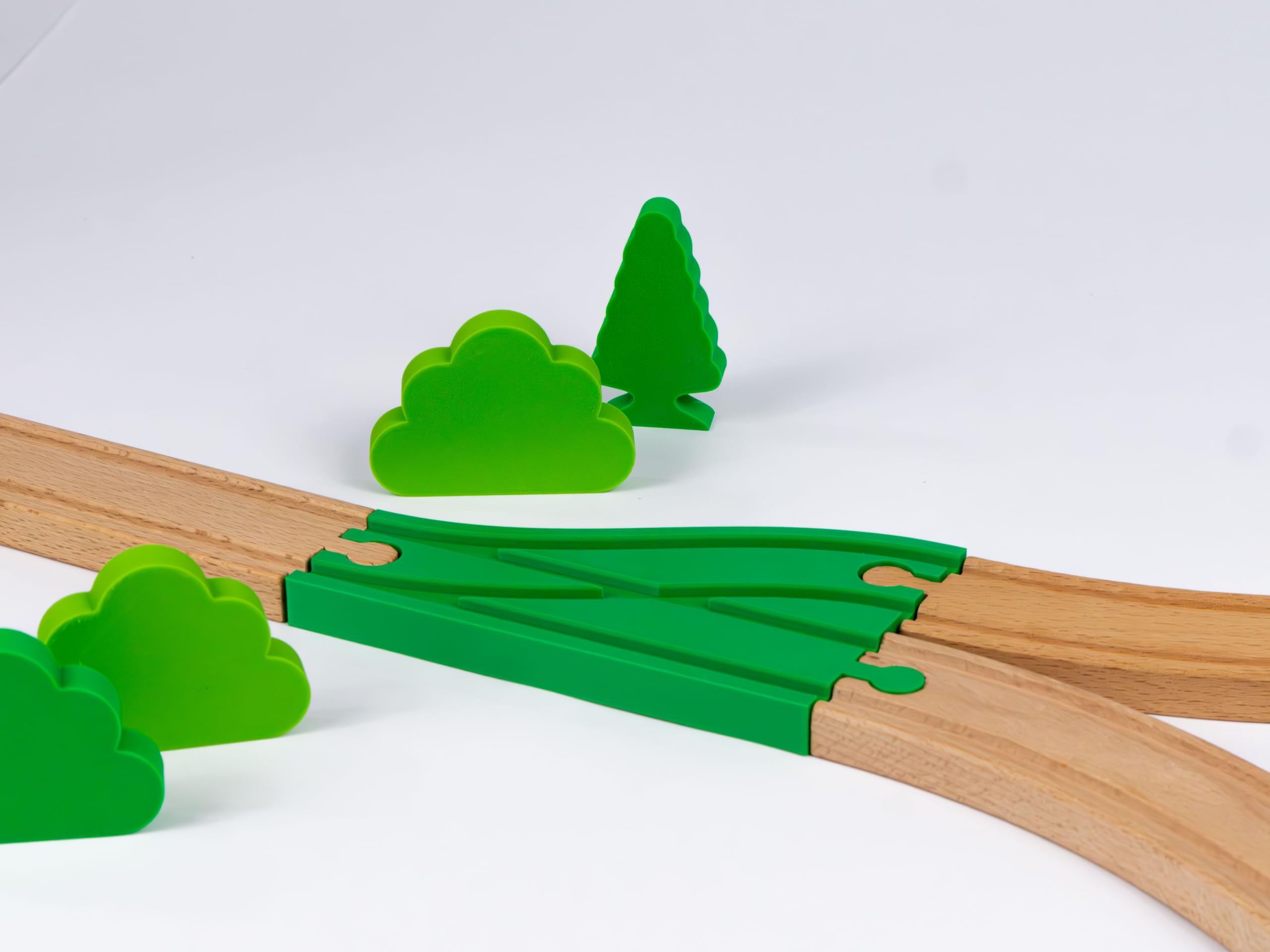 Briocks®, Parallel Left Turnout for Wooden Train, Compatible with BRIO, Thomas, Lillabo, IKEA, Melissa & Doug, Oxybul - Image 2