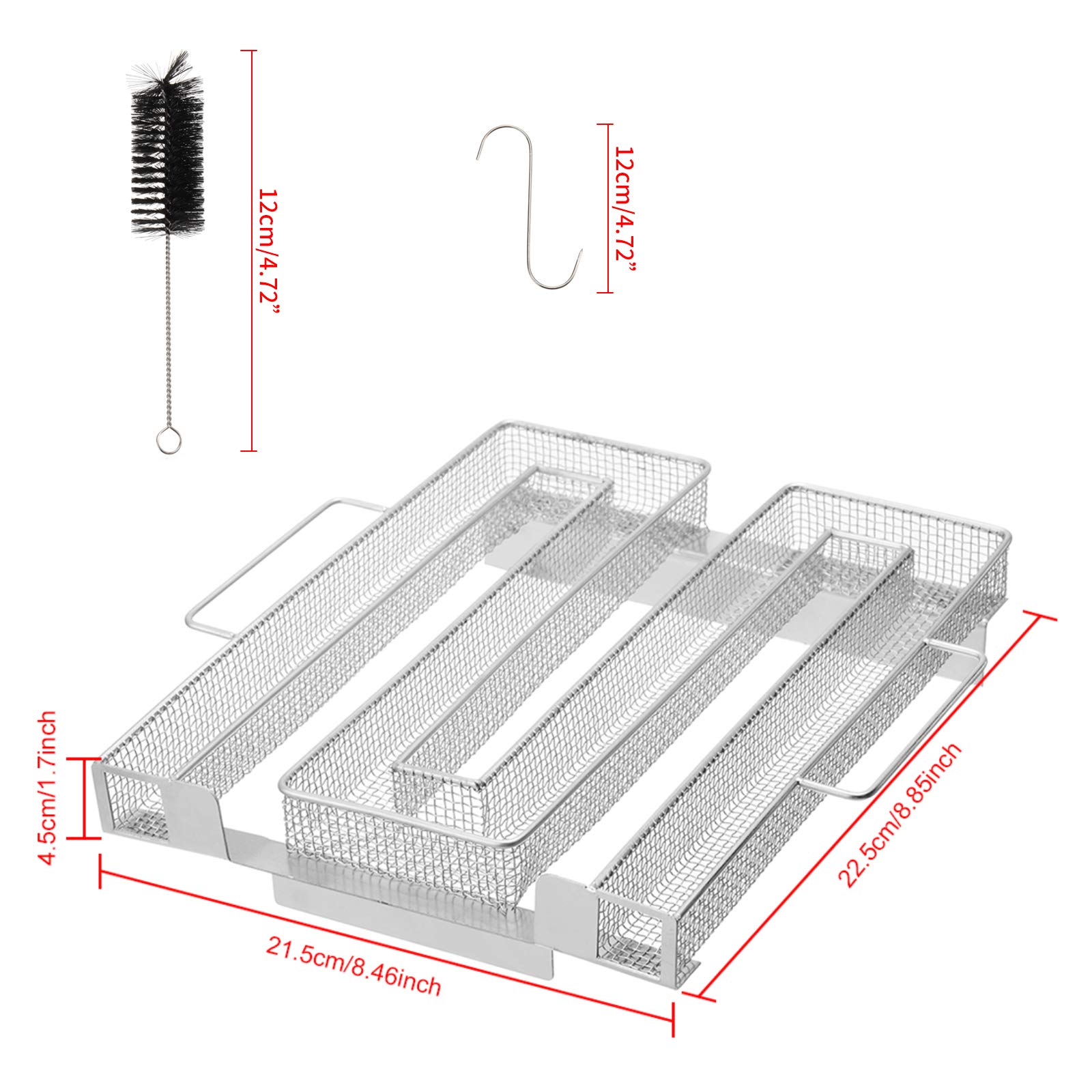 Kaltrauchgenerator Edelstahl 304，Sparbrand Kalträucherzeuger，5-20h Laufzeit，für Smoker Räucherofen Kugelgrill Gasgrill，22,5x21,5x4,5cm