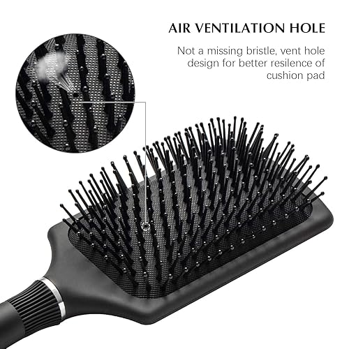 Miniatura 4 de FIXBODY Cepillo de pelo con cojín suave cepillo para desenredar y alisar para hombres mujeres y niños desenredador para todo tipo de cabello negro