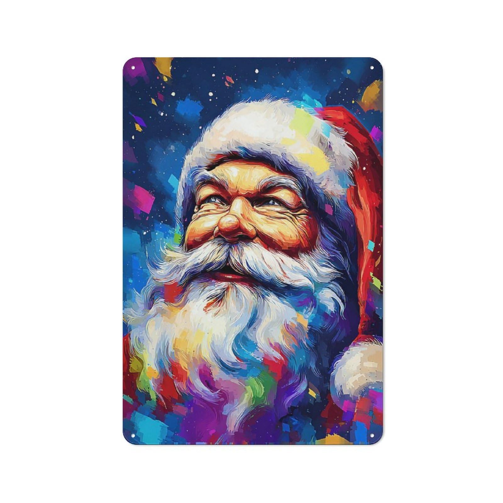 Junmoney Colorful Santa Claus Portrait -1 Retro Metal Wall Sign 30X20cm For Studio Or Craft Room, For Metal Sign Collectors, For Garage And Workshop Walls