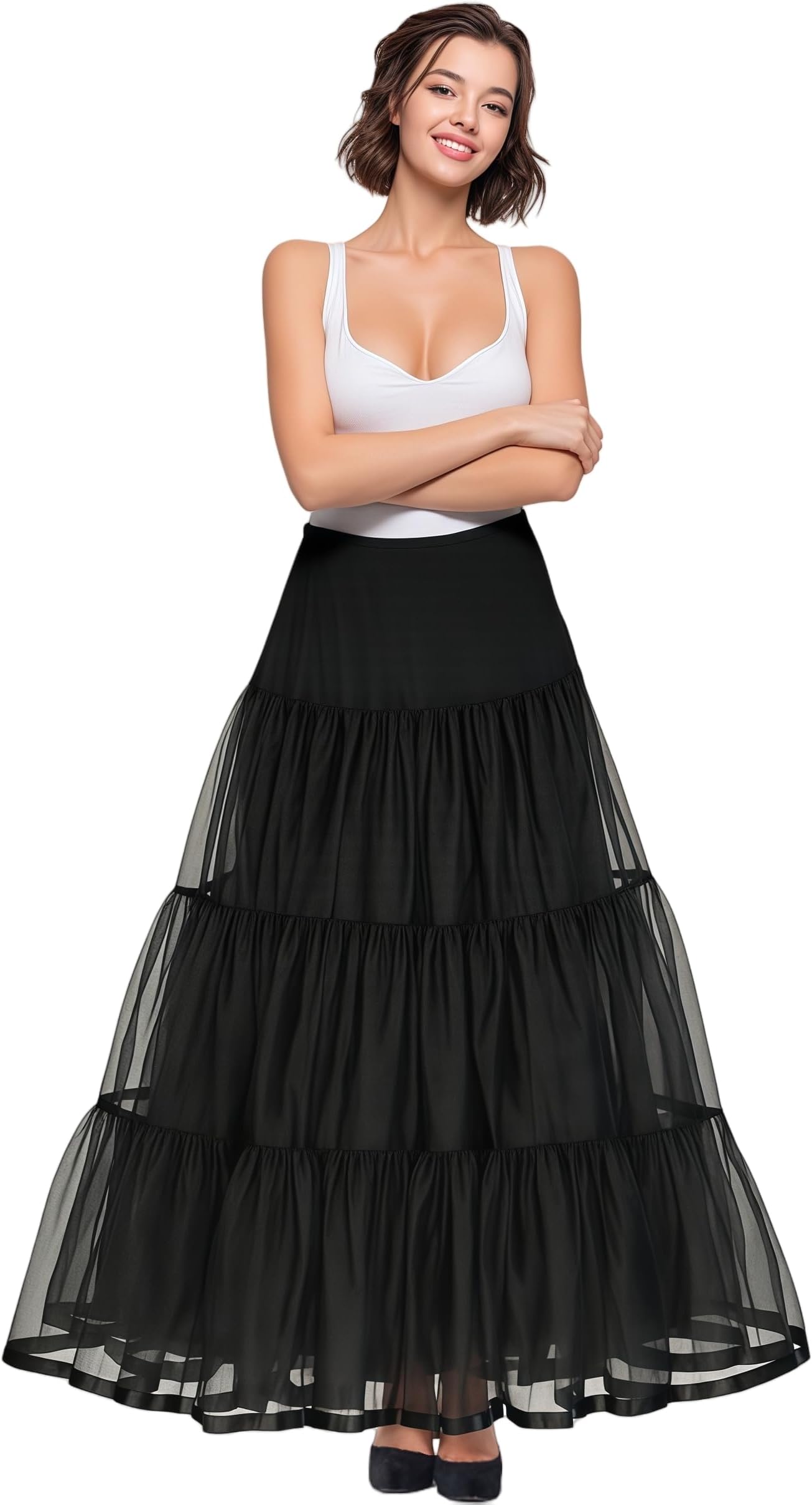 Women's Floor Length Wedding Petticoat Long Underskirt for Formal Dress