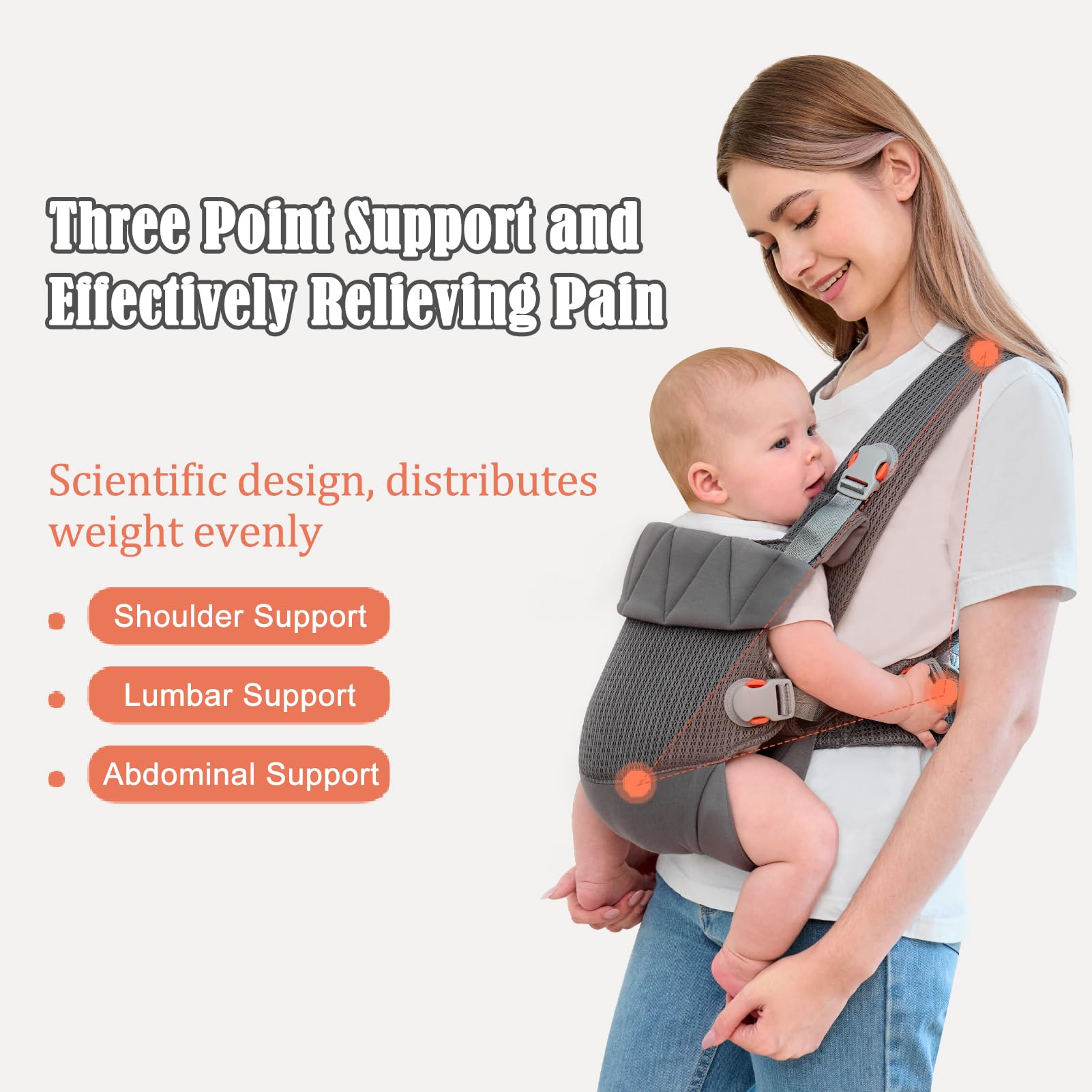 IULONEE Baby Carrier Newborn to Toddler Ergonomic Infant Carrier Wrap Front & Back Backpack Carry Portable Holder Carrier Sling for Toddler Newborn Dark Grey - Image 3