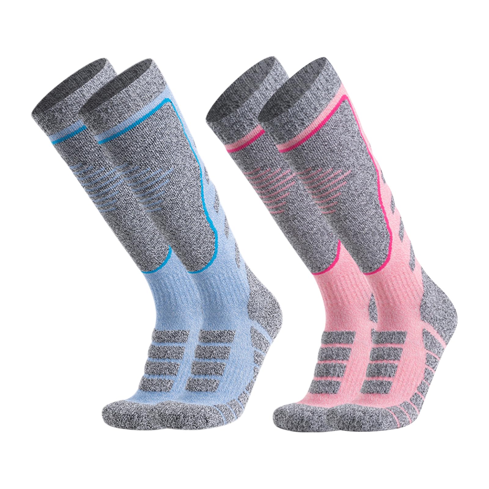 2Pairs Merino Wool Ski Socks, Thermal Socks for Women, Knee High Welly Socks for Cold Weather, Snow, Skiing, Cycling, Hiking