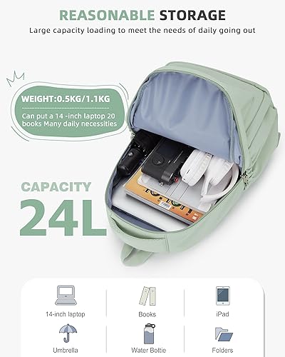 Miniatura 4 de Mochila ligera para mujeres y hombres, portátil, viajes, trabajo, casual, mochila universitaria, linda mochila de viaje estética, bolsa de artículos