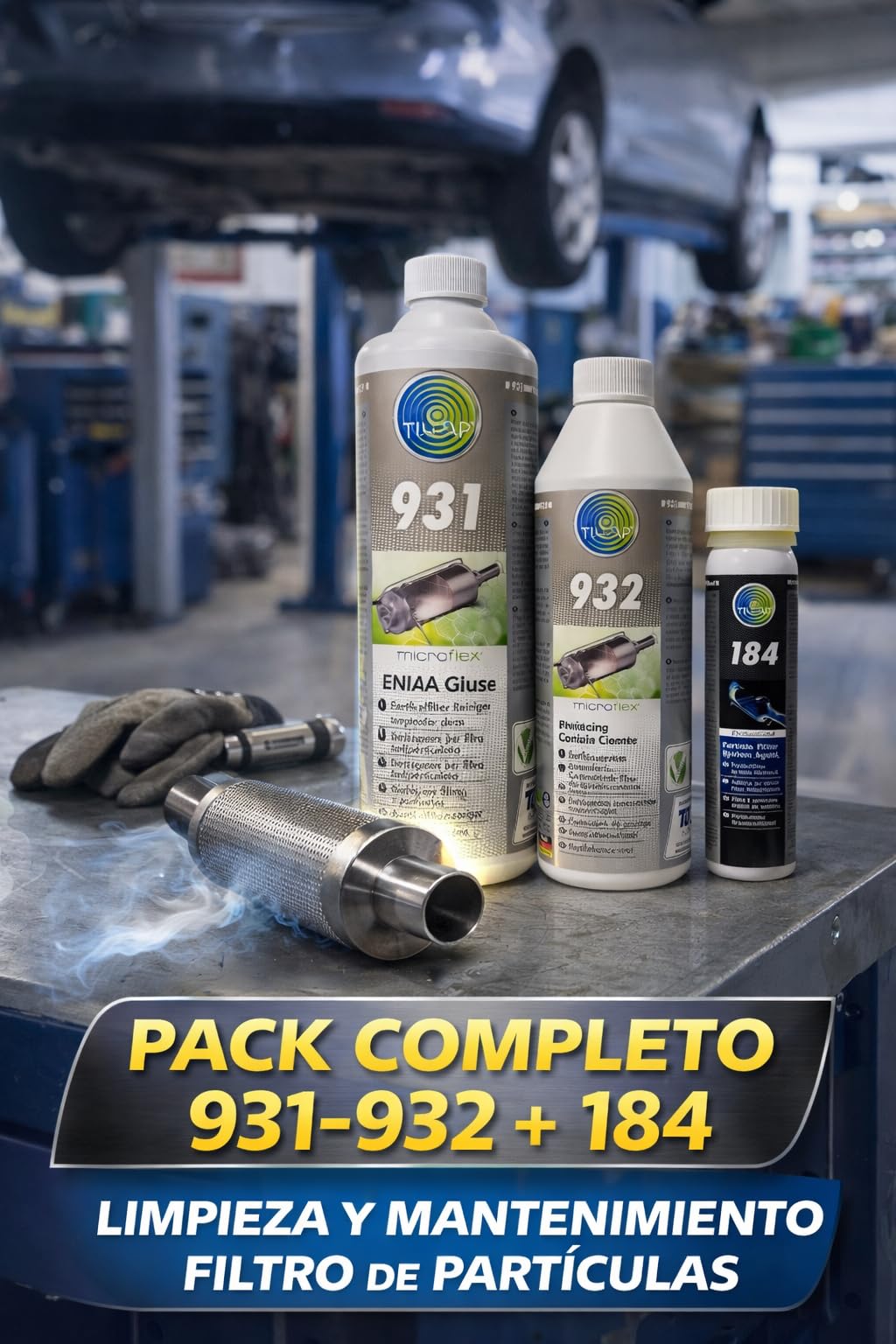 Pack 931-932 + 184 Limpieza Filtro de Partículas DPF/FAP + Aditivo Regenerador Diésel | Limpiador + Enjuague + Mantenimiento Preventivo