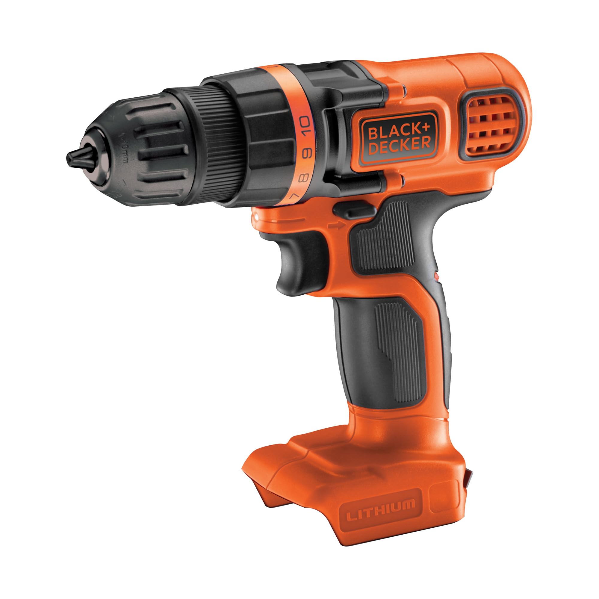 BLACK+DECKER Atornillador sin cable 18V, 28Nm de par, 10 ajustes de par, diseño compacto, sin accesorios, BDCDD18N-XJ