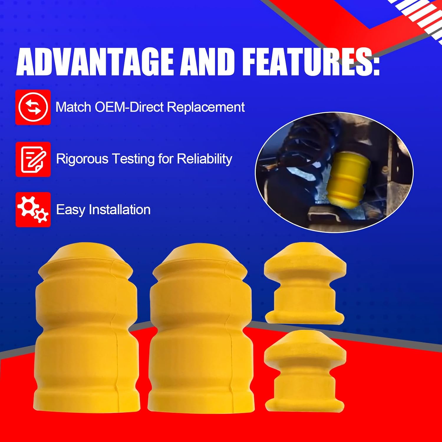 SMMS 4PCS Axle Bumper Rear and Front, Control Arm Jounce Bumpers for Hummer H3 H3T 2006 2007 2008 2009 2010, Bumper Stops Replace 15295277 15783030