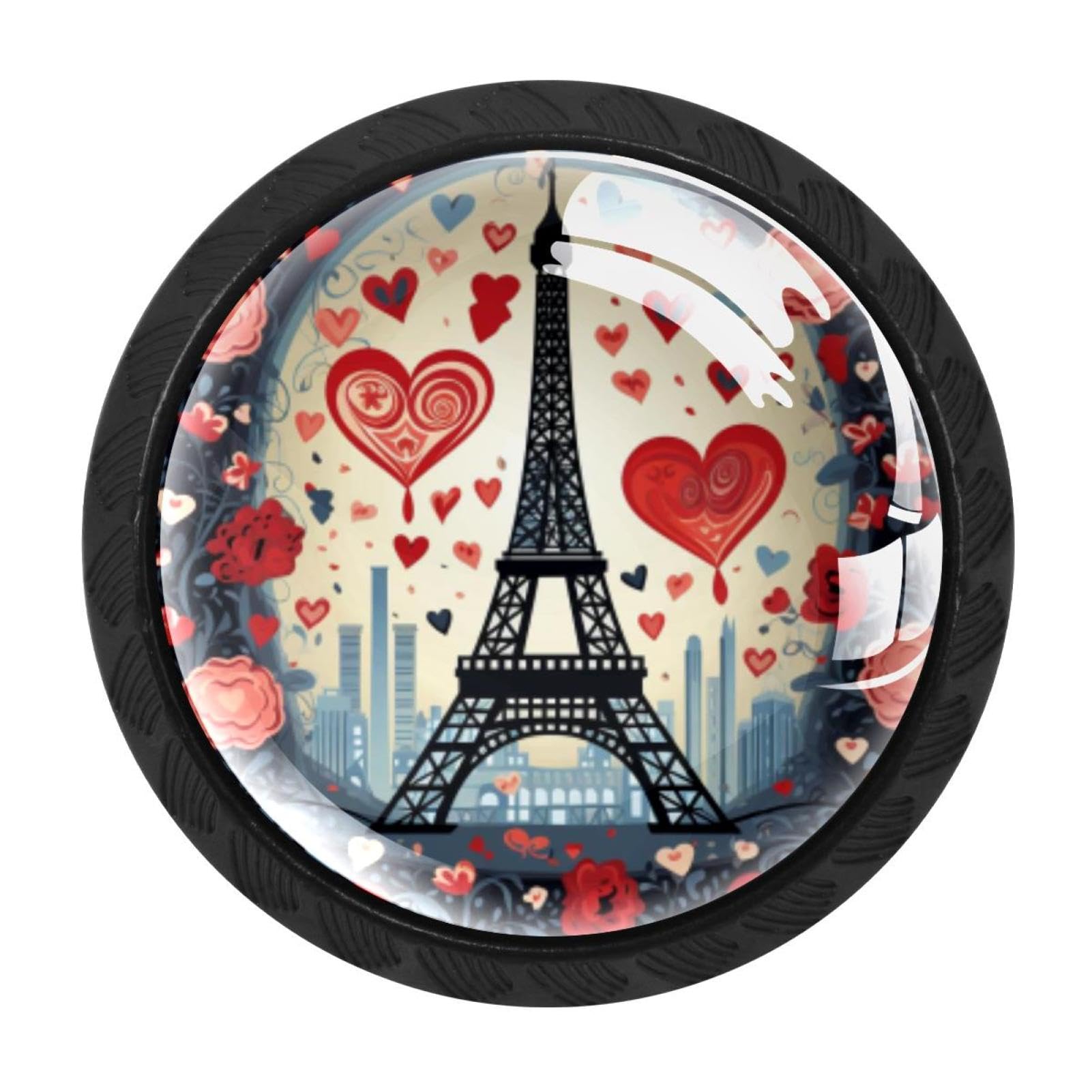 Chenzzzz Multicolored 12 Eiffel Tower Valentine's Day Drawer Knobs Pull Handle Crystal Glass Circle Shape Cabinet Drawer Pulls Cupboard Knobs With Screws For Kitchen Cupboard Dresser Wardrobe Etc