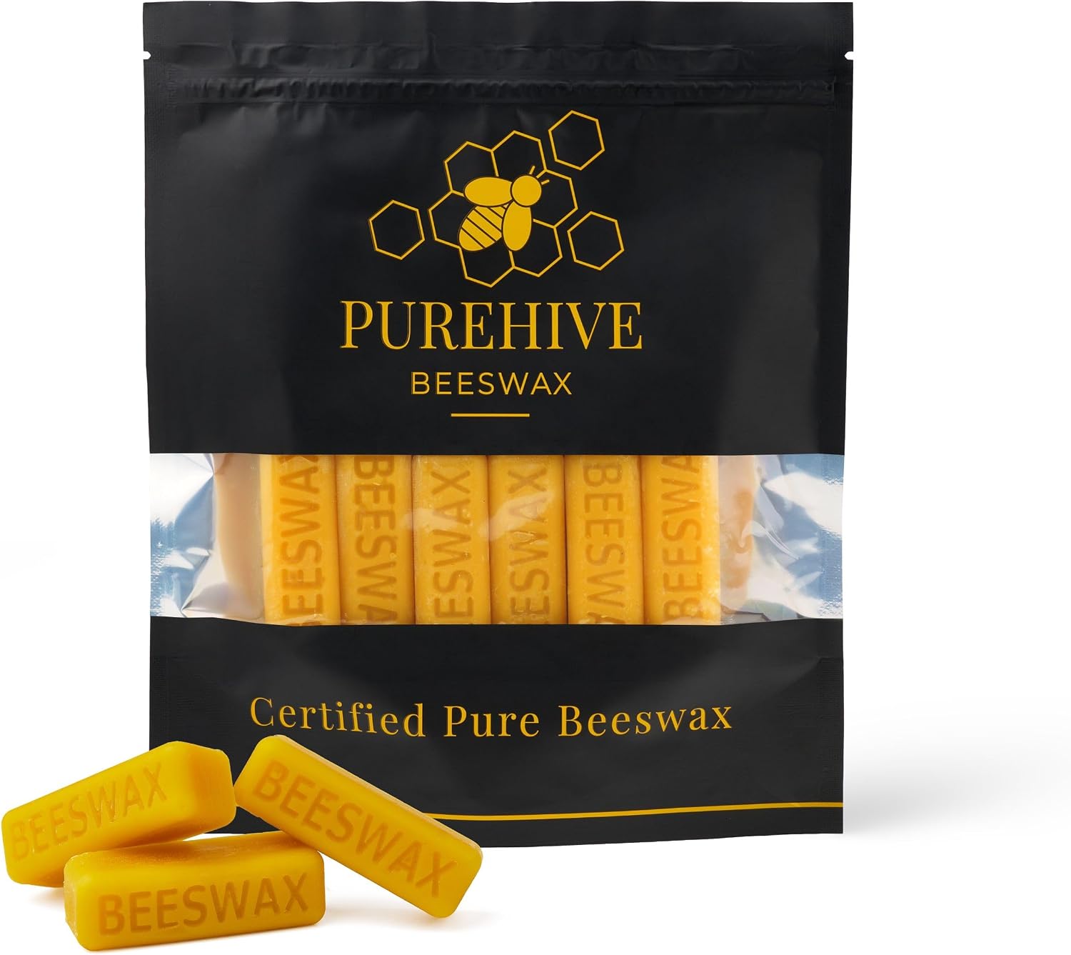 PureHive Beeswax Yellow Bars 12 (1 oz) | 100% Pure Natural Beeswax for Candle Making, DIY Skin Care, Lip Balm, Lotion & Crafts