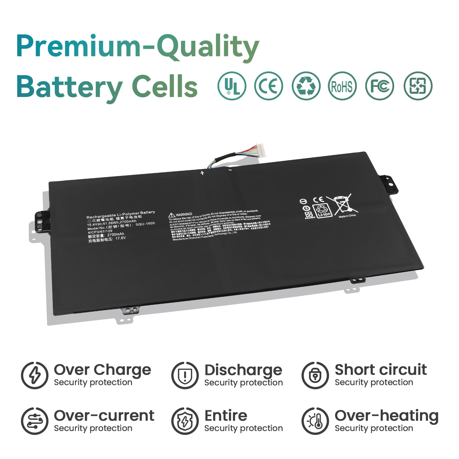 K KYUER SQU-1605 Batteria per Acer Spin 7 SP714-51 Swift 7 S7-371 SF713-51 SP714-51-M339 M4W7 M8D7 M6LT M09D M4YD M5H3 M1XN M59K M6LT SF713-51-M0BQ M25G M38C M3B1 M5HS M707 M775 M7V0 M9HV M2LH M2SB