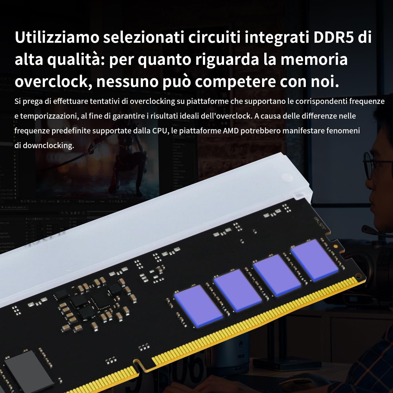 JAZER RGB RAM DDR5 32GB Kit (2x16GB) 6000MHz CL36, Memoria Desktop PC UDIMM DRAM 288-Pin, Memoria Computer da gioco DDR5 ad alte Prestazioni Supporto Intel XMP 3.0/AMD EXPO, AI, CL36-40-40-96, 1.35V