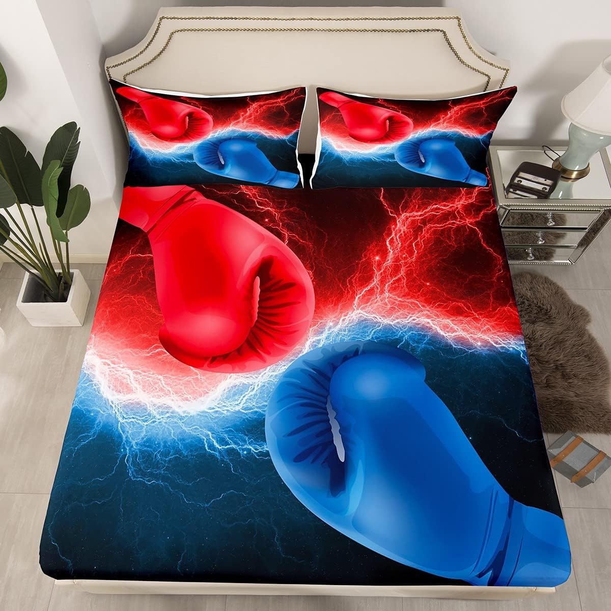 Cannabis Leaves Fitted Sheet, Black White Marijuana Weed Leaf Bedding Sets, Full Gothic Nature Plants Fitted Bed Sheets Stylish Simple Smoky Trippy Leaves Fitted Sheet,Not Including Flat Sheet