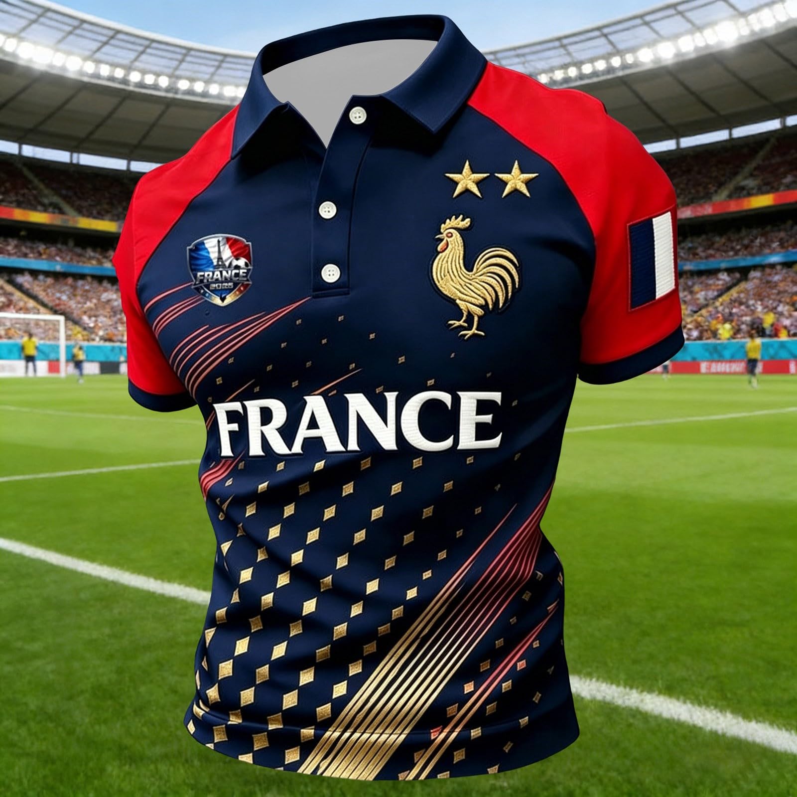 Maillot L'équipe de Foot Homme - Maillot de Foot 2026 Adulte T Shirt Manches Courtes Respirant Été Polo Shirts Sport Vêtements de Football, Polo Shirt Cadeau de Fans