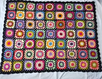 グラニースクエア ブランケット マルチカバー 大判 手編み クロシェ Amazon.co.jp: ブランケット 黒④ マルチカバー グラニースクエア かぎ