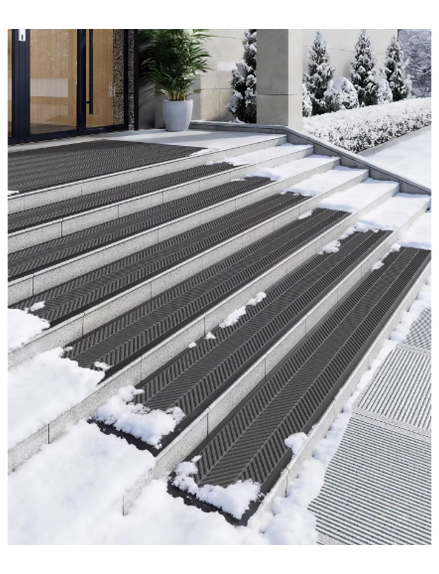 Gummi-Treppenstufen for den Außenbereich – robuste, rutschfeste, wetterbeständige Außen-Treppenstufen – Gummimatten for den Außenbereich for Holzstufen(Grey,35x180cm/13.8x70.9in)