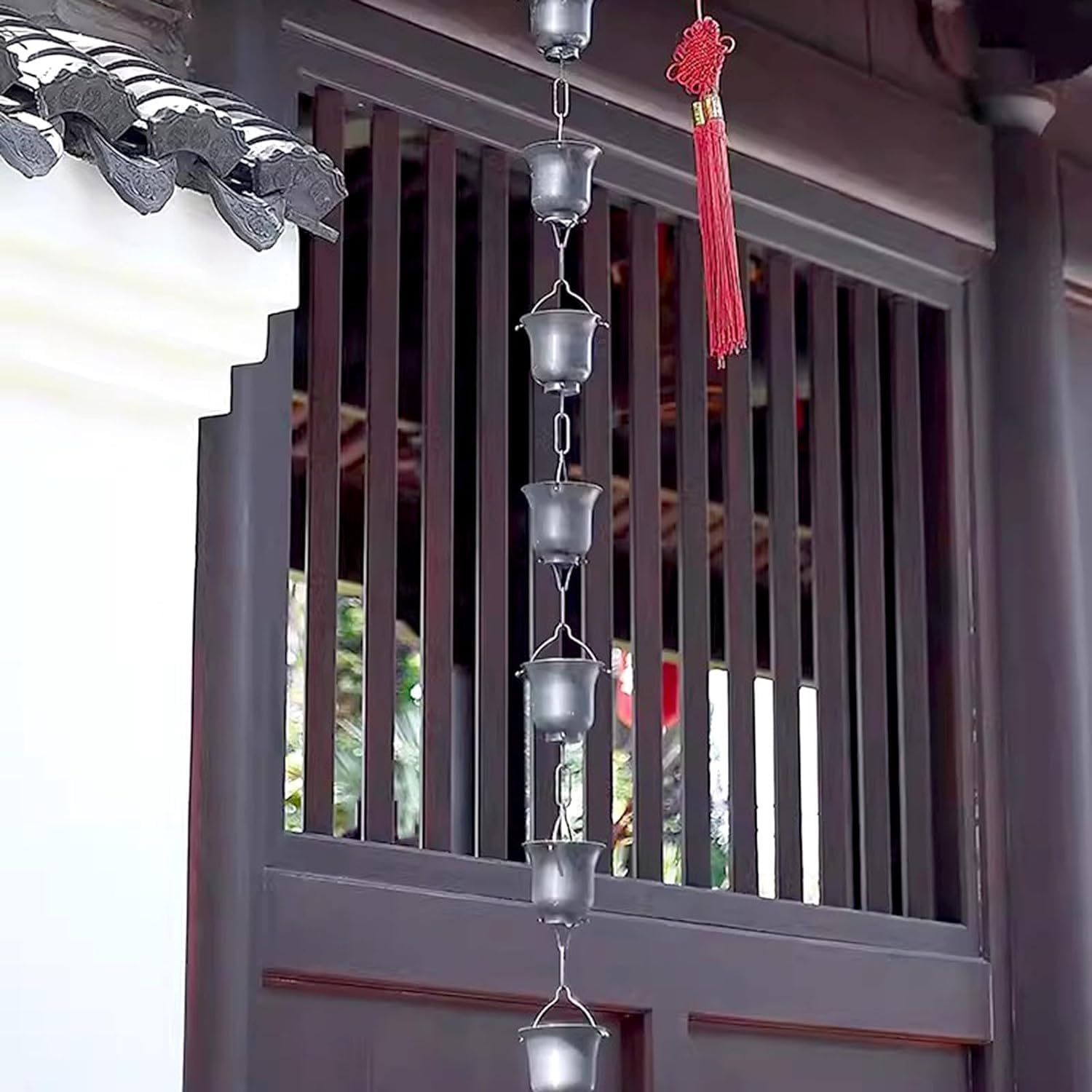 Rain Chains Copper Rain Gutters Chains, Rain Catcher Chain for Home Garden(Style2,260cm (8.5ft))