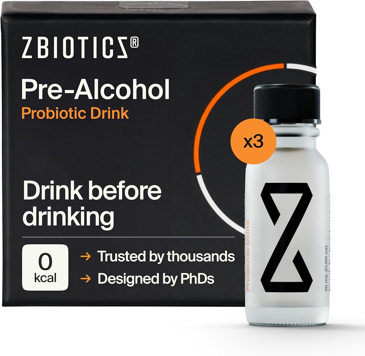 ZBiotics — Feel Better After Drinking, Wake Up Refreshed, Science-Backed, Patented Probiotic for Easier Mornings, Travel-Friendly, 3-Pack of 0.5 Fl Oz Bottles