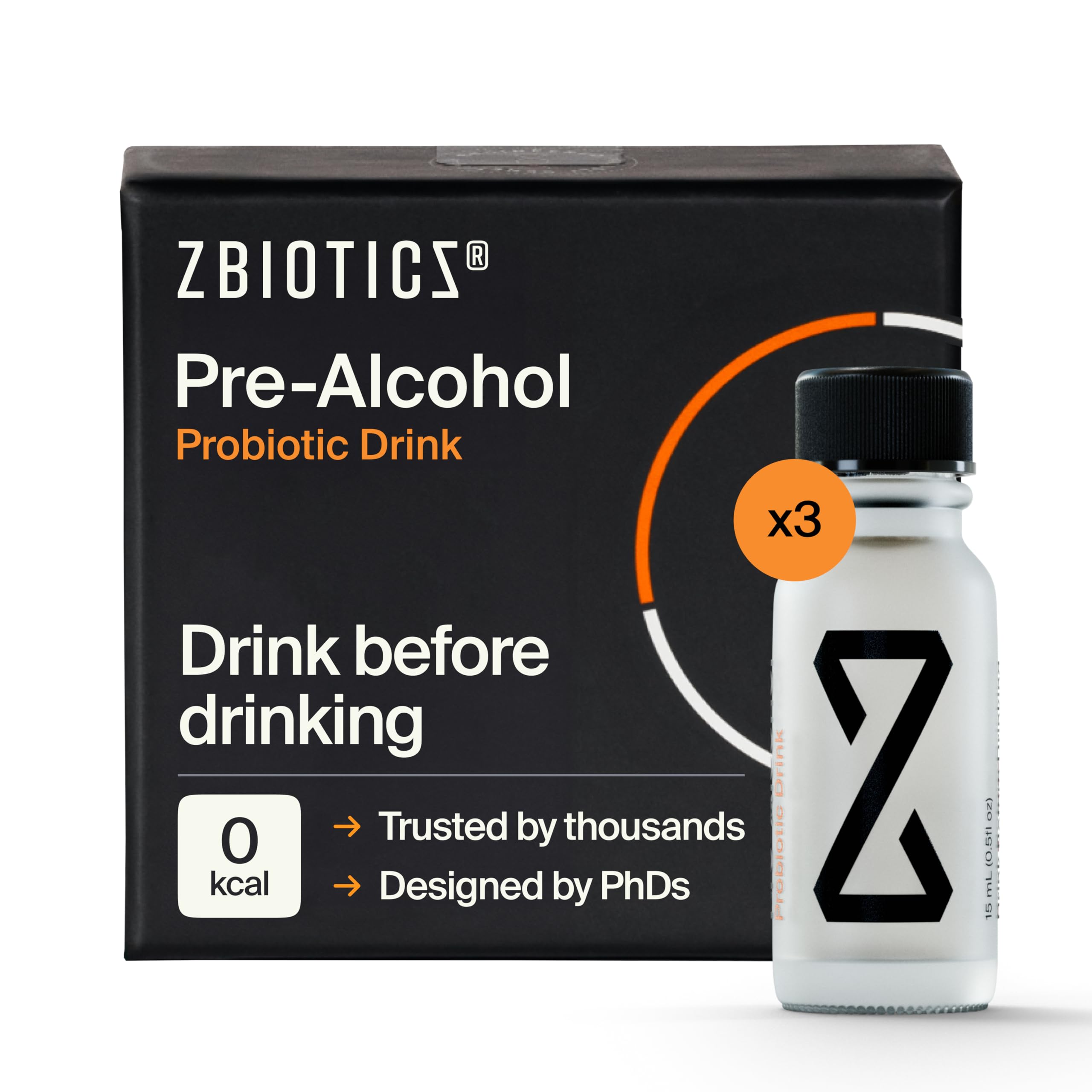 ZBiotics Pre-Alcohol — Feel Better After Drinking, Wake Up Refreshed, Science-Backed, Patented Probiotic for Easier Mornings, Travel-Friendly, 3-Pack of 0.5 Fl Oz Bottles
