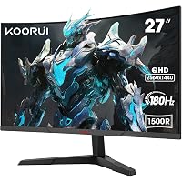 KOORUI Monitor Gaming 27 Pollici Curvo 180Hz QHD 1ms Adaptive Sync HDMI/DP