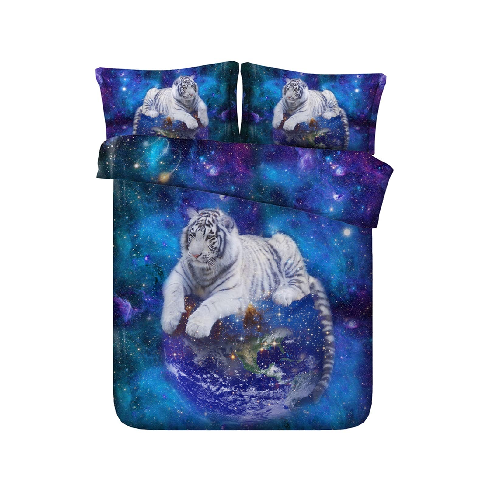 Parure de lit tiger motif galaxie 3D King size microfibre