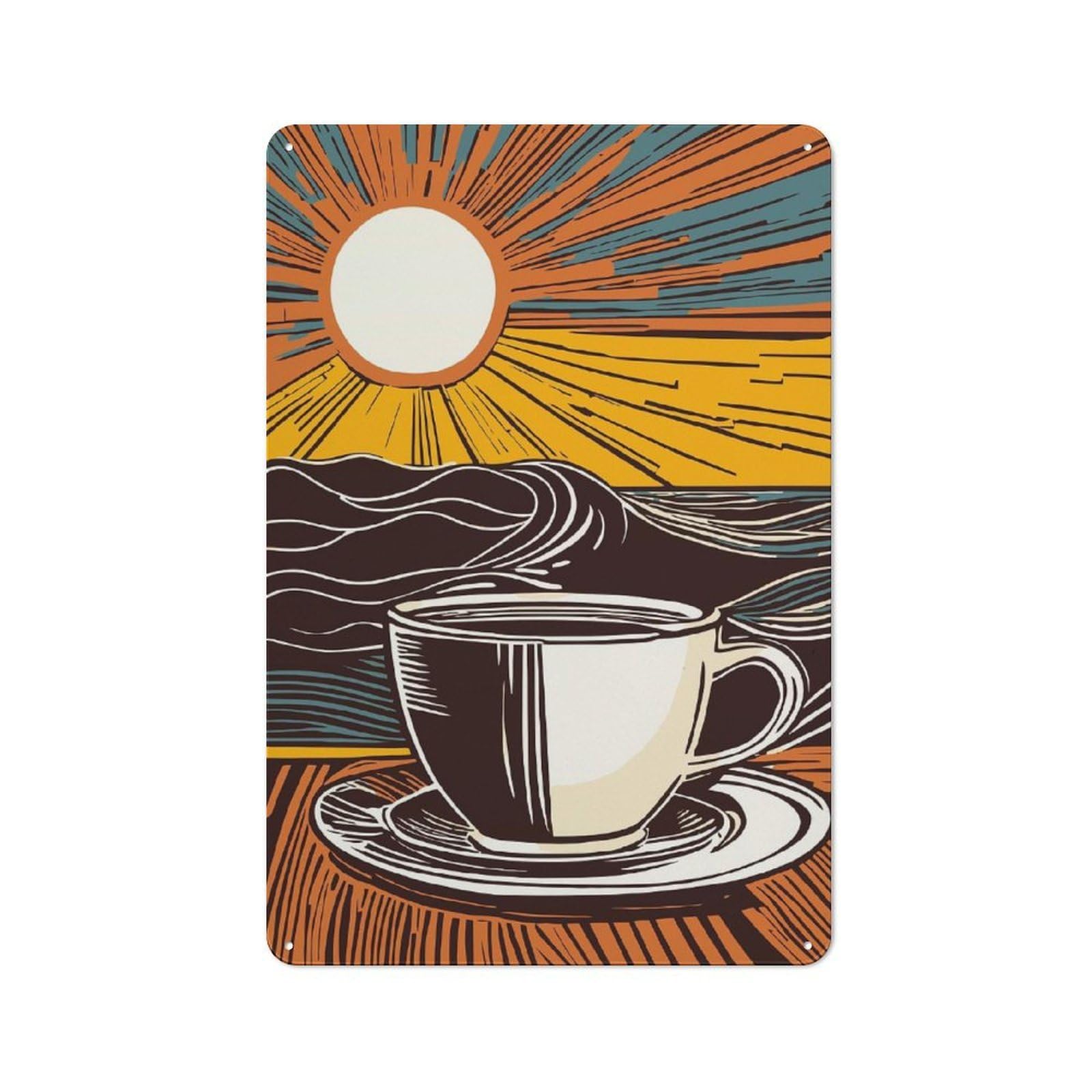 Junmoney Style-17 Good Morning Coffee Outdoor Room Metal Wall Decor 30X20cm, Rustic Tin Sign For Shed, Garden Room, Porch Or Garage
