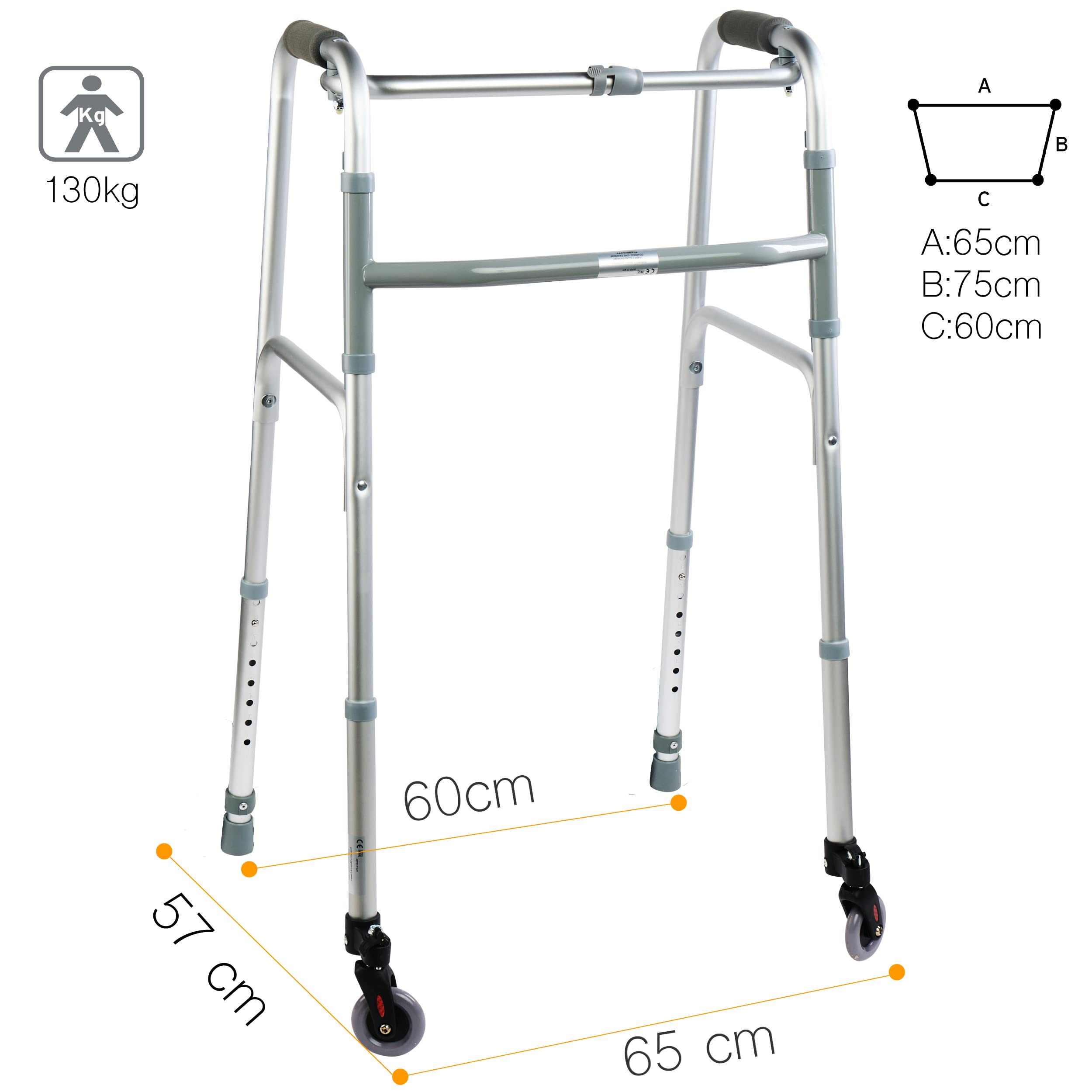 GOVITA - Andador para ancianos, andador para ancianos, carro para caminar, andador plegable de aluminio anodizado (4 puntales)