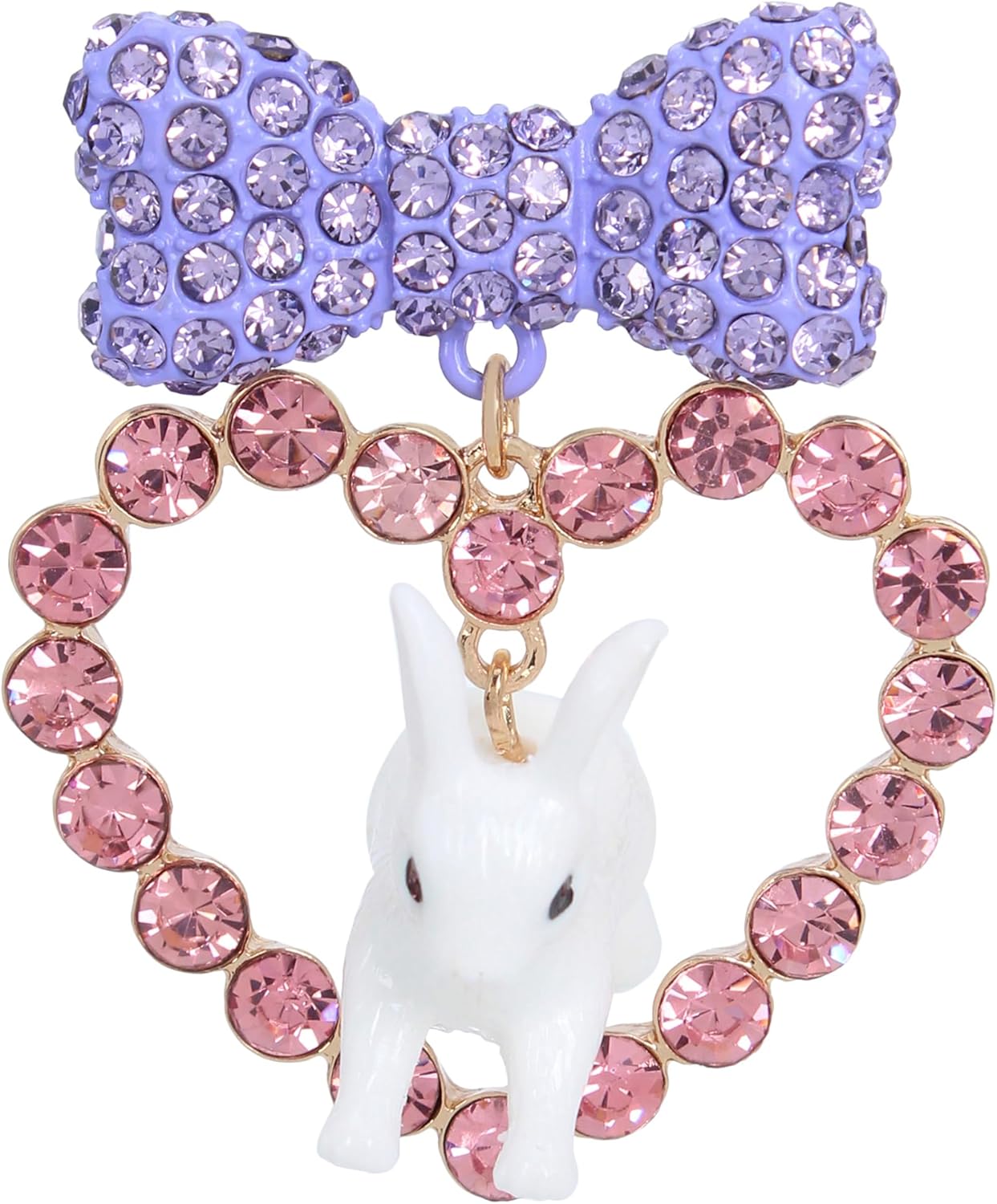 Betsey Johnson Womens Bunny Heart Drop Earrings