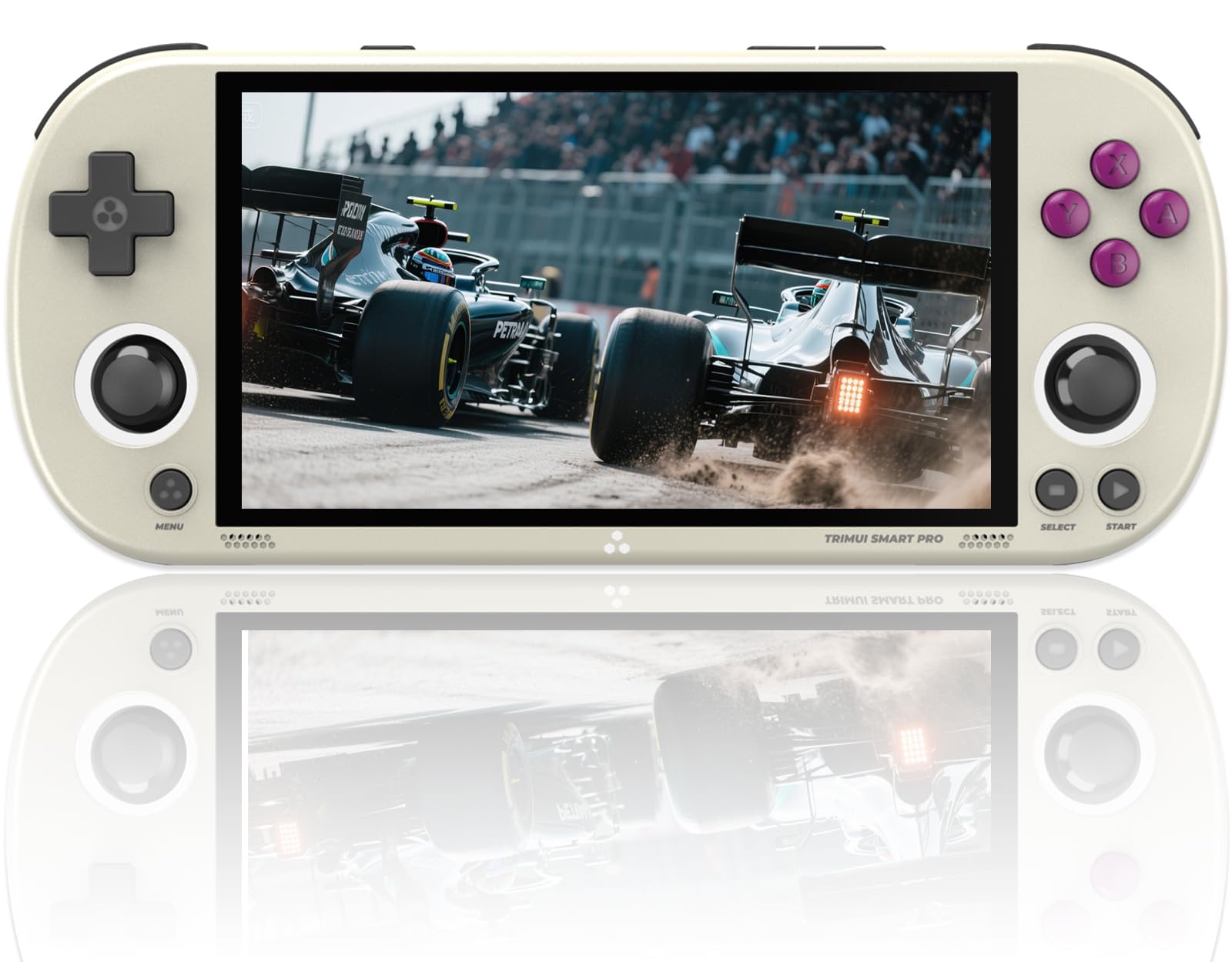 Consola de juegos portátil TRIMUI Smart Pro, batería de 5000 mAh, 64 GB de memoria interna con 10,000 juegos, sistema Linux, pantalla IPS HD de 5 pulgadas, diseño de joystick RGB dual (gris, 128 g)