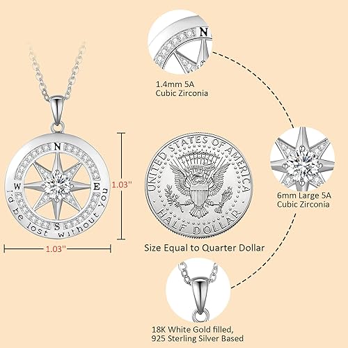 Miniatura 4 de Regalo para esposa, aniversario, brújula, joyería para mujer, aniversario de boda, plata esterlina, cumpleaños, Navidad, regalos de boda para ella,