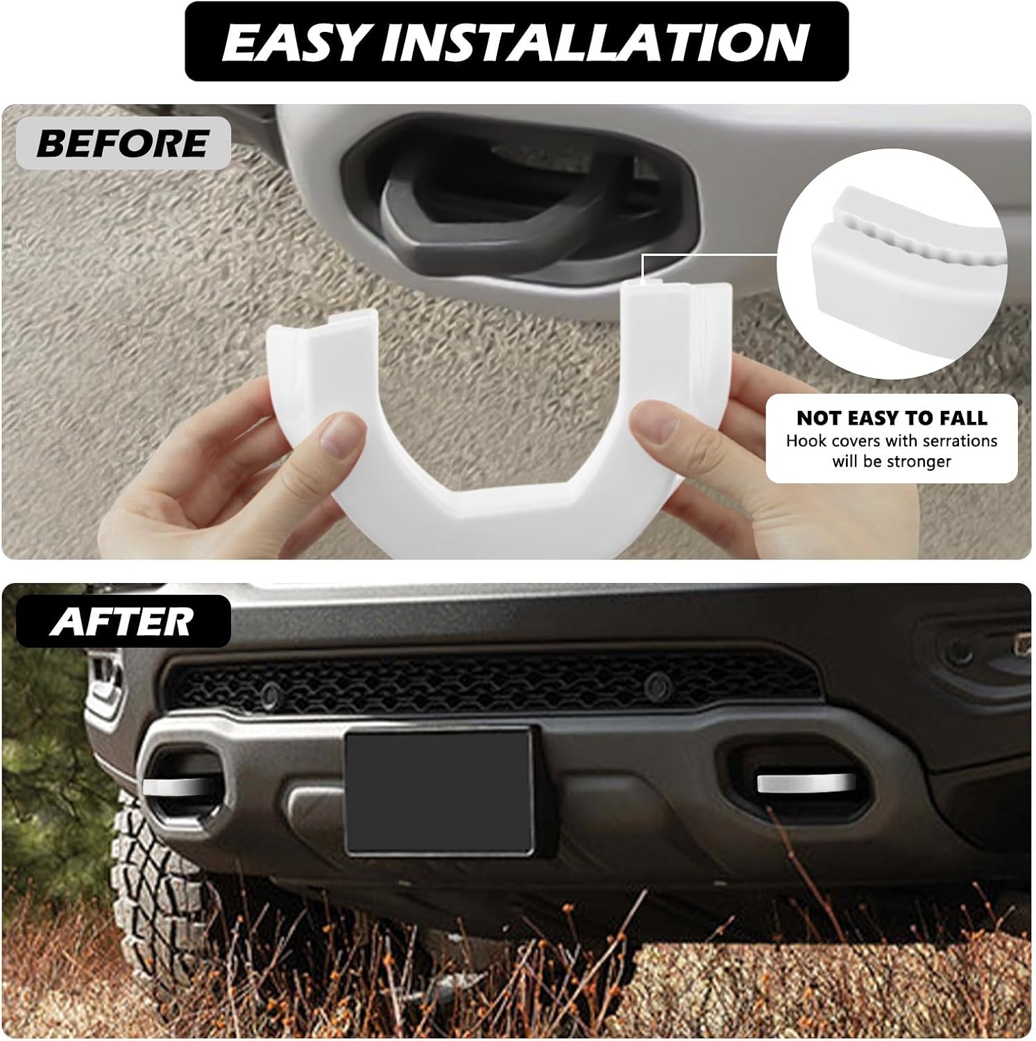 Front Tow Hooks Covers for RAM 1500 2019-2026, Hitch Cover Compatible with RAM 1500 Accessories 2019-2026 White (Not Fit for RAM 1500 Classic,Warlock,RAM 2500,RAM 3500)