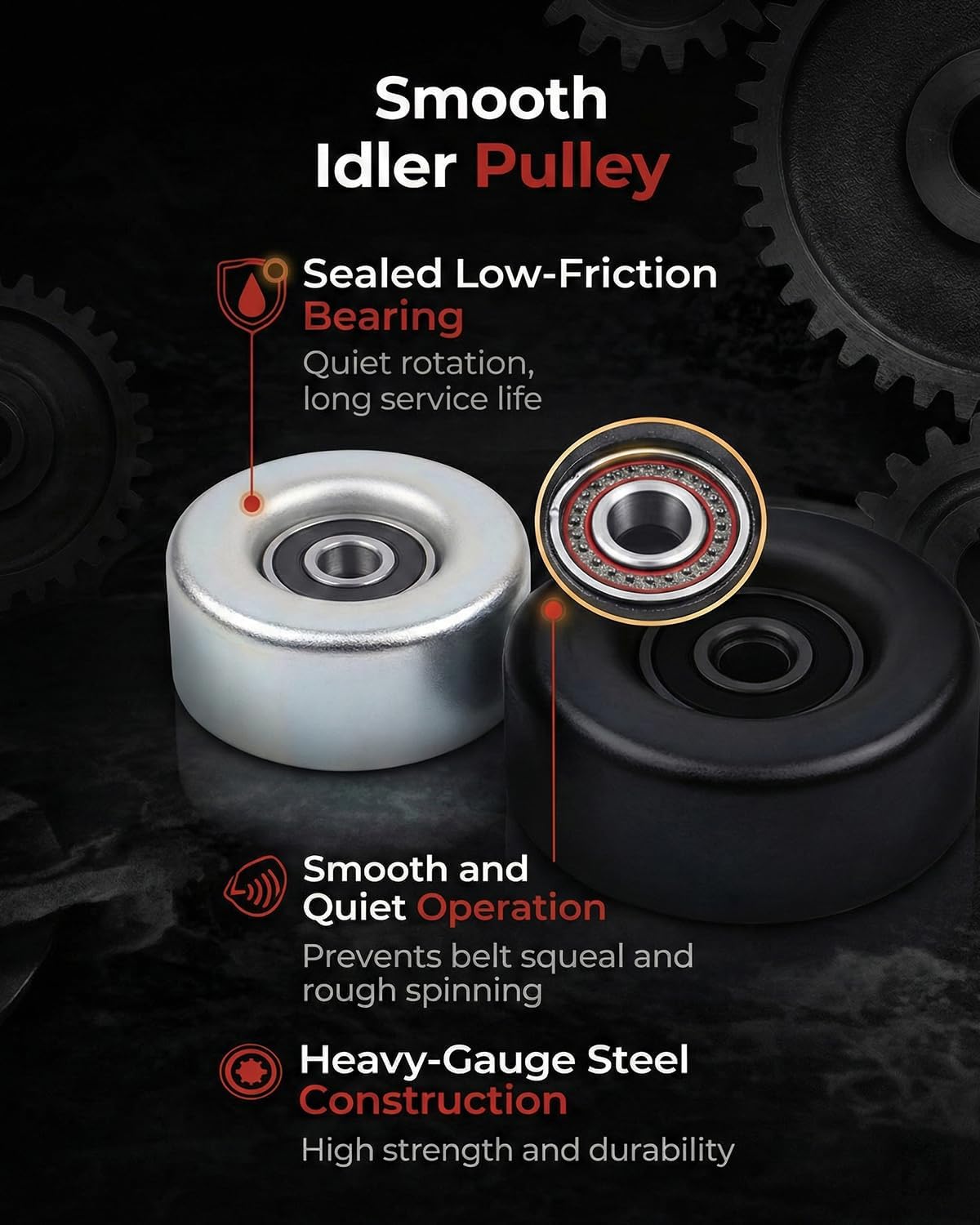 R-GEE Belt Tensioner & Upper + Lower Idler Pulley Set for Nissan Altima, Maxima & Murano 3.5L – Direct Fit Serpentine Drive Replacement Components