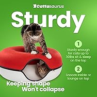 Vista 2 de Cattasaurus Peekaboo - Cueva para gatos, extra espaciosa para múltiples y grandes gatos de más de 12 libras, camas desmontables para gatos