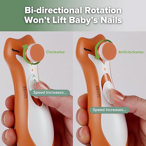 Miniatura 3 de haakaa Recortador de uñas eléctrico para recién nacidos, niños pequeños, adultos, lima de uñas eléctrica para bebés con 6 cabezales de repuesto y