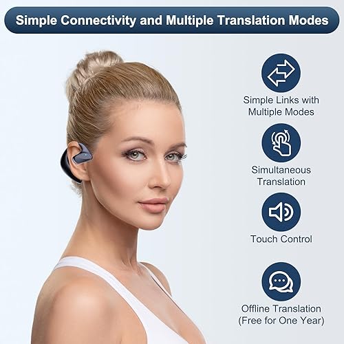 Miniatura 6 de Traductor de idiomas Auriculares de traducción bidireccional en tiempo real, 144 idiomas con Bluetooth y aplicación, traducción instantánea de voz