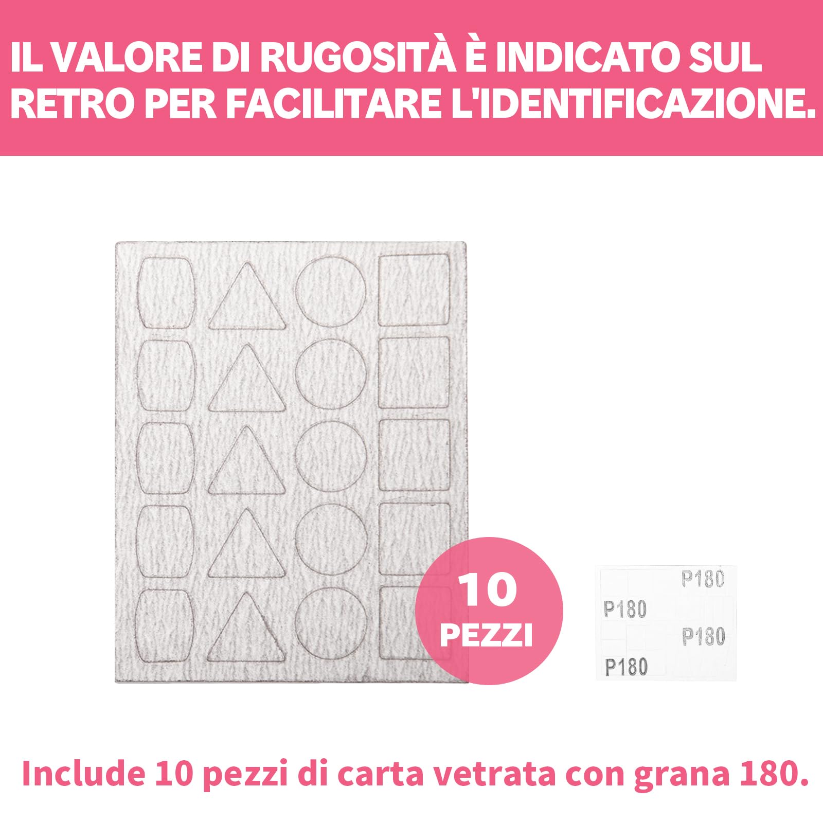 Bucasso Carta abrasiva per levigatrice a penna PLH-1000, PLH-2000, 180/240/400/800/1000 Grane Ciascuno 10 pezzi con ciascuno 20 tamponi