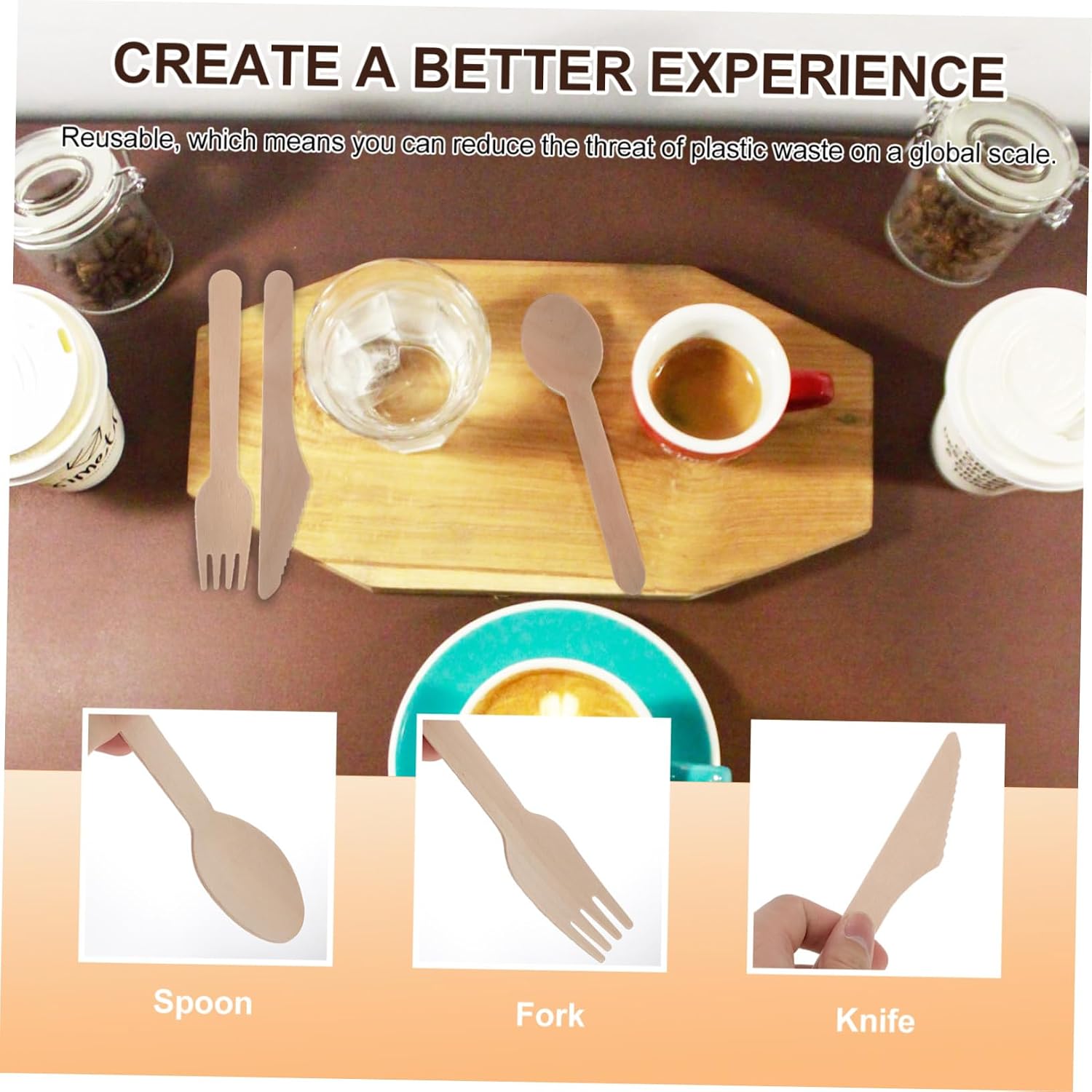 MAGICLULU 6sets Eco-friendly Wooden Cutlery Forks Spoons Knives Kit for Parties Utensils for Western Cuisine Safe and Smooth for Adults