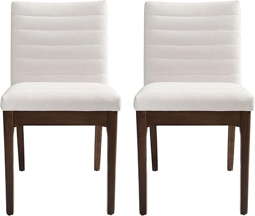 Christopher Knight Home Lancer - Juego de 2 sillas de comedor, sillas auxiliares de cocina de madera, silla decorativa tapizada de tela, diseño