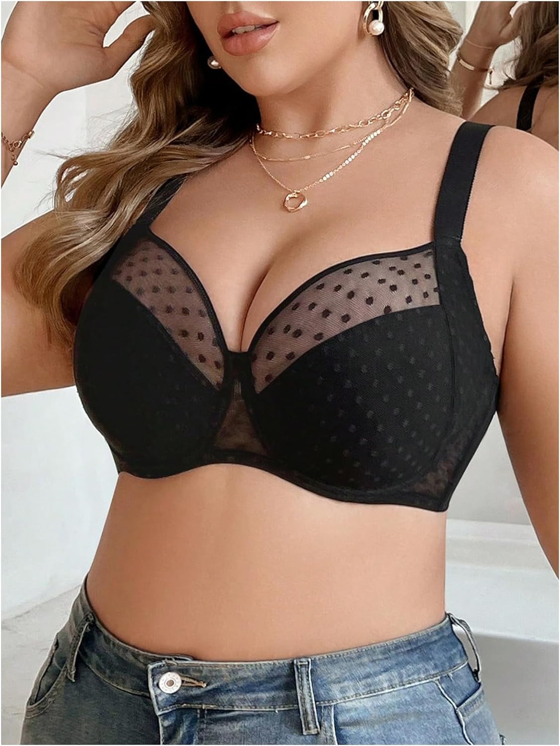 MakeMeChic Women's Plus Size Minimizer Bras Mesh Push Up Underwire Comfy Everyday Bra - Image 2