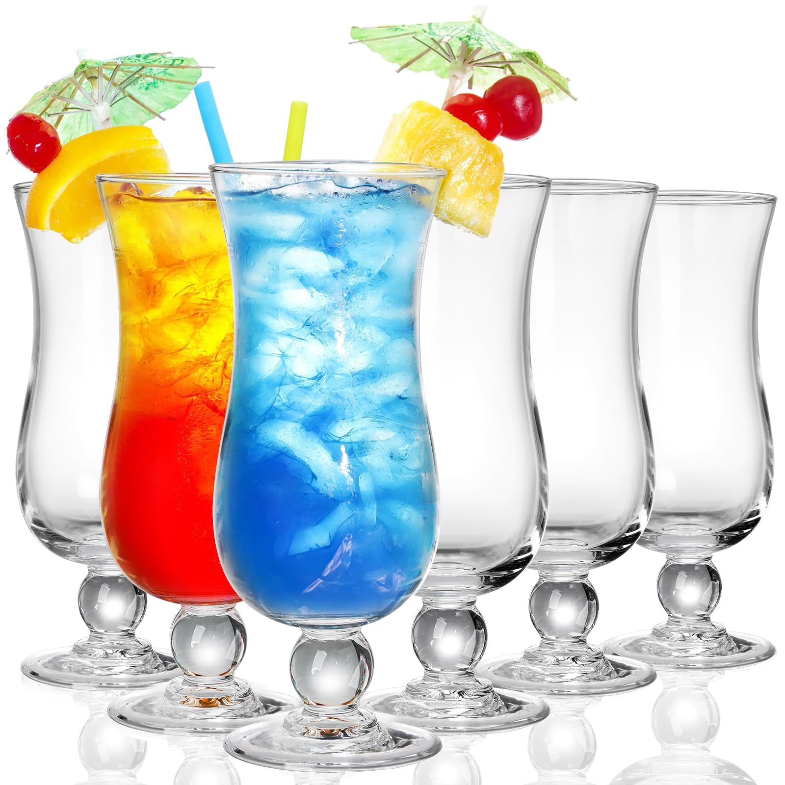 Photo 1 of Yesland 6 Pack Hurricane Glass - 15 oz Pina Colada Cocktail Glasses Clear Tulip Drinking Cups for Drinking Cocktails, Tropical Drinks, Water Full-Bodied Beer, Juice