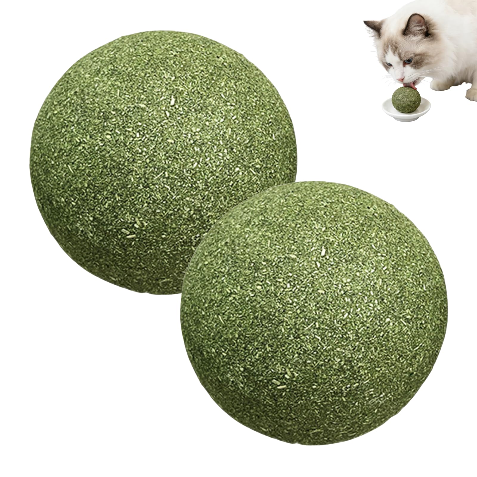 2Pcs Huge Catnip Ball for Indoor Cats, 5/10cm Large Healthy Lickable Catnip Ball Toys, Jumbo Kitty Teeth Cleaning Dental Toys, Interactive Cat Toy for Kittens Cats Stress Reducing (Green_5cm)