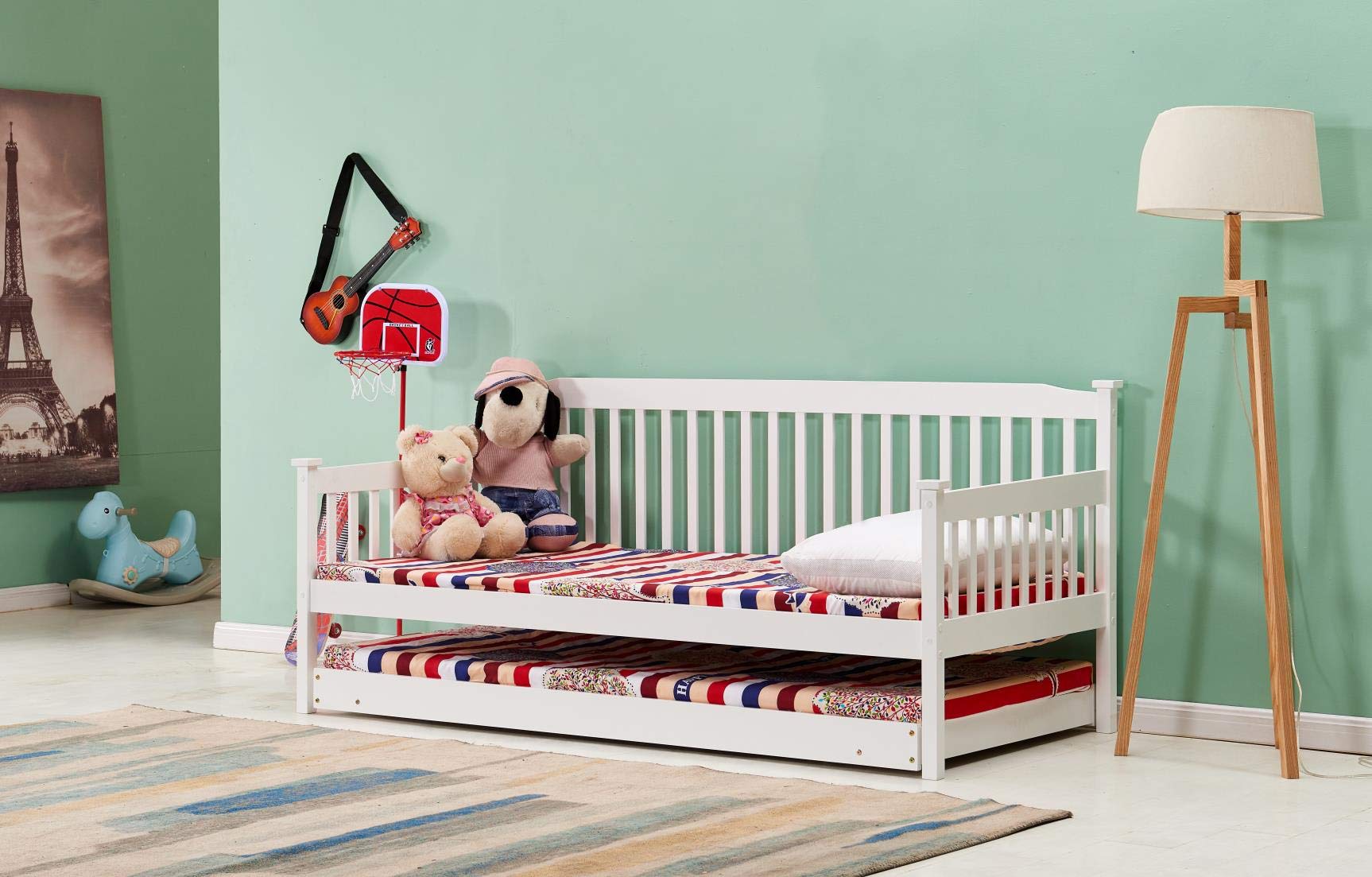 SHAKER STYLE WHITE 3FT SINGLE DAYBED WITH UNDER BED GUEST TRUNDLE