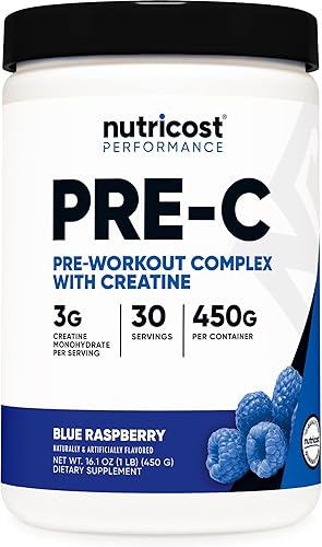 Miniatura 1 de Nutricost Complejo pre-entrenamiento pre-C con creatina (frambuesa azul  30 porciones) polvo - Boost Fintess Rutinas, 15.87 oz
