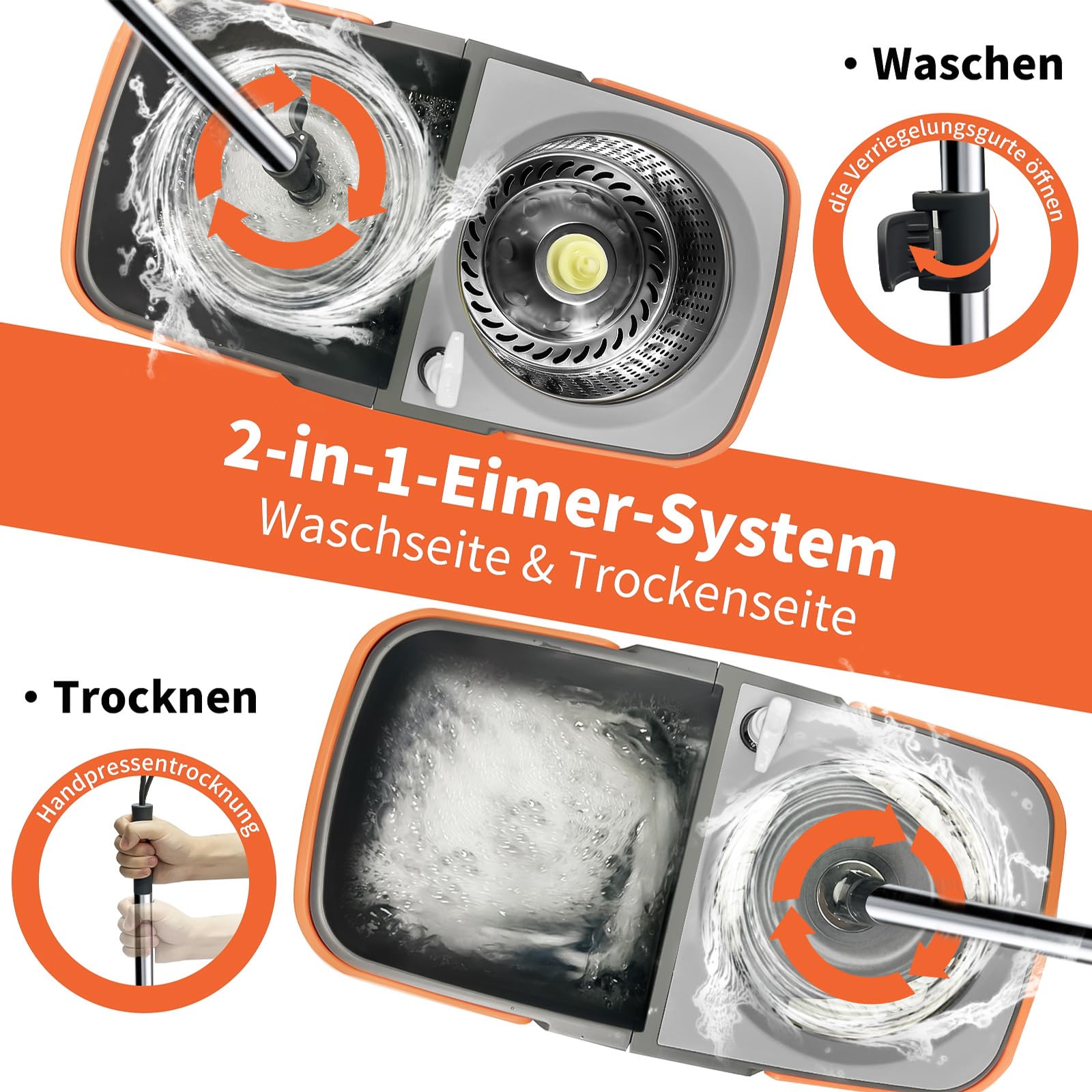 KOAVAE Wischmopp-Set Mit Eimer – Schmutzwassertre Produktbild-Vorschau 2