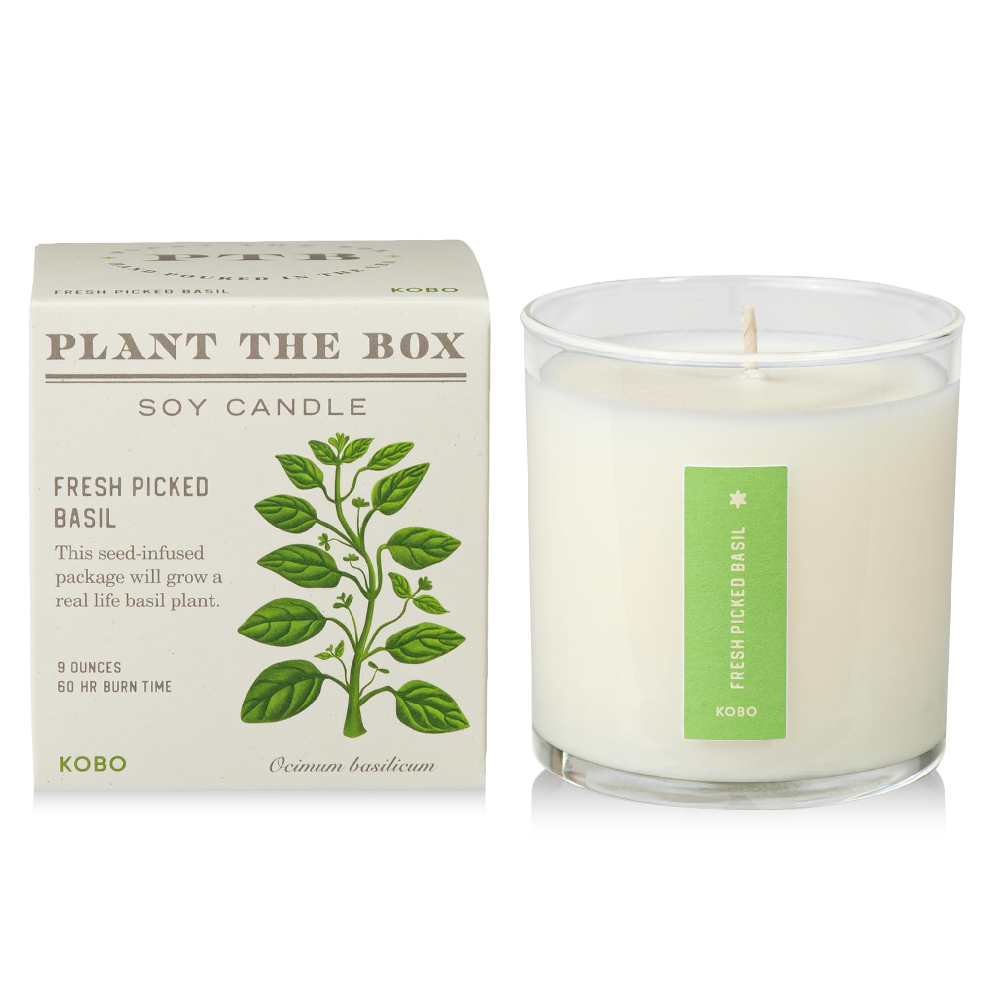 KOBO Fresh Picked Basil Plant The Box Candle (9 oz)