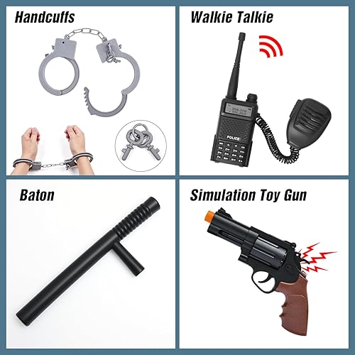 Miniatura 5 de Disfraz de policía para niñas, disfraz de policía para Halloween, juego de rol, disfraz de policía con accesorios de juguete