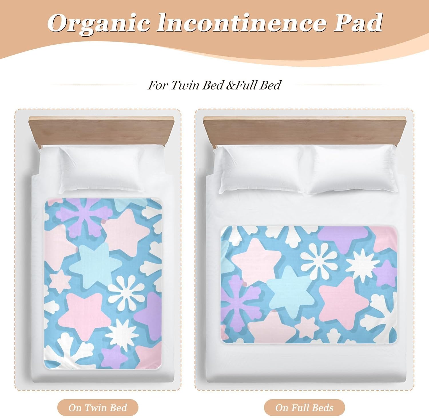 Cartoon Cute Star Snowflake Blue Extra Large Resuable Baby Bed Pad Highly Absorbent Sheet Cover Underpads Cute Cool Cradle Mattress for Kids Bedwetting , 52" L x 34" W