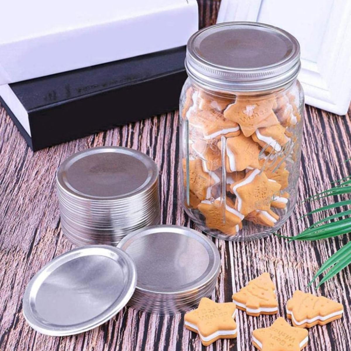30pcs 86mm Wide Mouth Tinplate Mason Jar Lids Reusable Leak-proof Sealing Caps for Canning and Storage