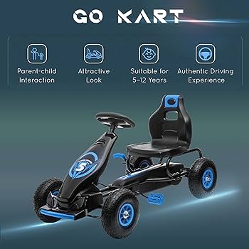 Aosom Ergonomic Pedal Go Kart Kids Ride-On Toy, Pedal Car With Tough, Wear-resistant Tread, Go Cart Kids Car For Boys & Girls, Ages 5-12, Pink