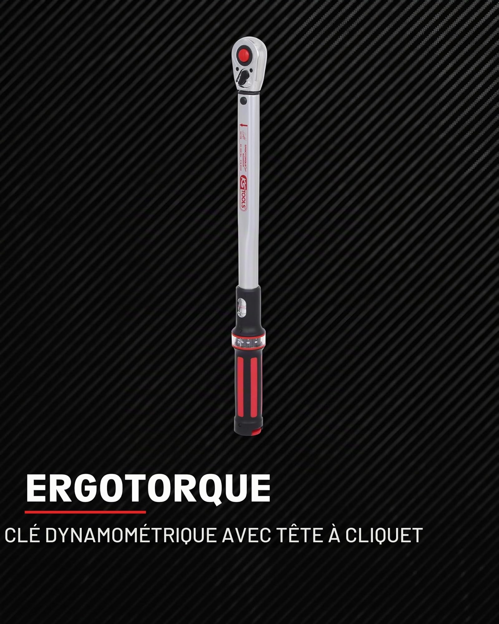 KS TOOLS 516.6542 Clé dynamométrique à cliquet Ergotorqueprecision 1/2" 20-200 Nm Rouge Acier